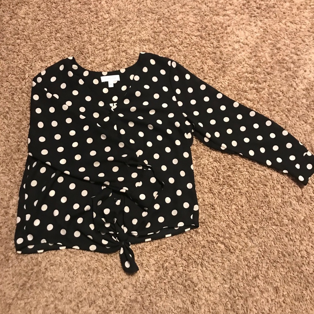 POPSUGAR Black and White Polkadot Blouse
